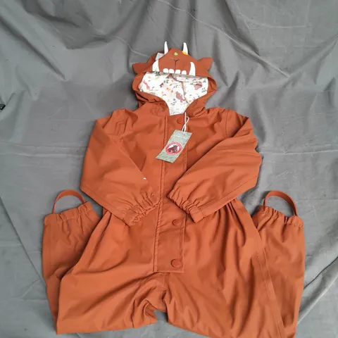 MORI THE GRUFFALO RECYCLED WATERPROOF PUDDLESUIT IN BROWN SIZE 2-3YRS