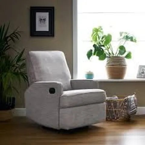 BOXED OBABY MADISON SWIVEL GLIDER RECLINER CHAIR - PEBBLE // MODEL: 22OB3607