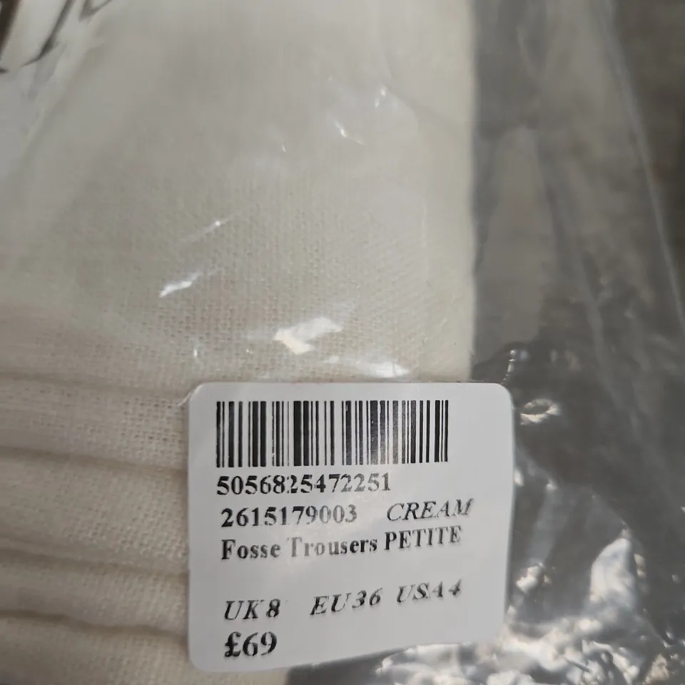 NOBODY'S CHILD FOSSE TROUSERS – PETITE, CREAM, UK8 (EU36 / US14)