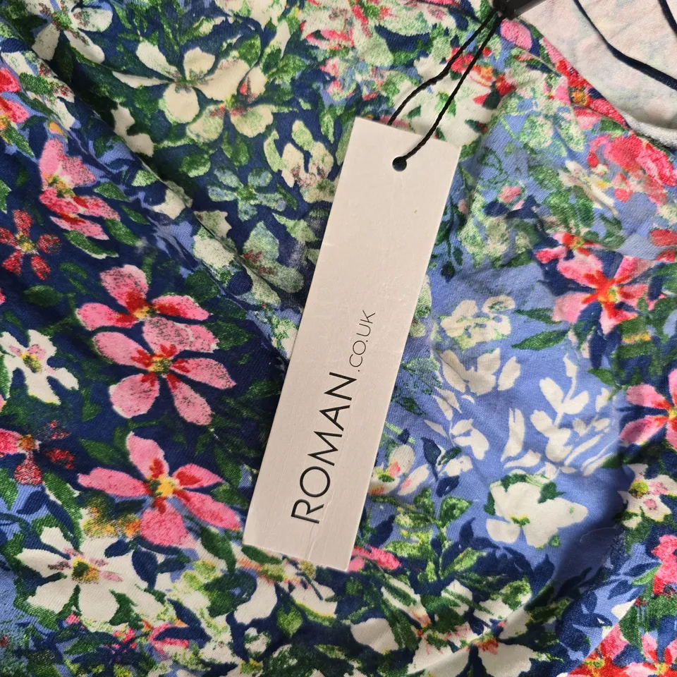 ROMAN FLORAL COWL NECK STRETCH TOP – NAVY, WOMEN'S TOP (SIZE 18)