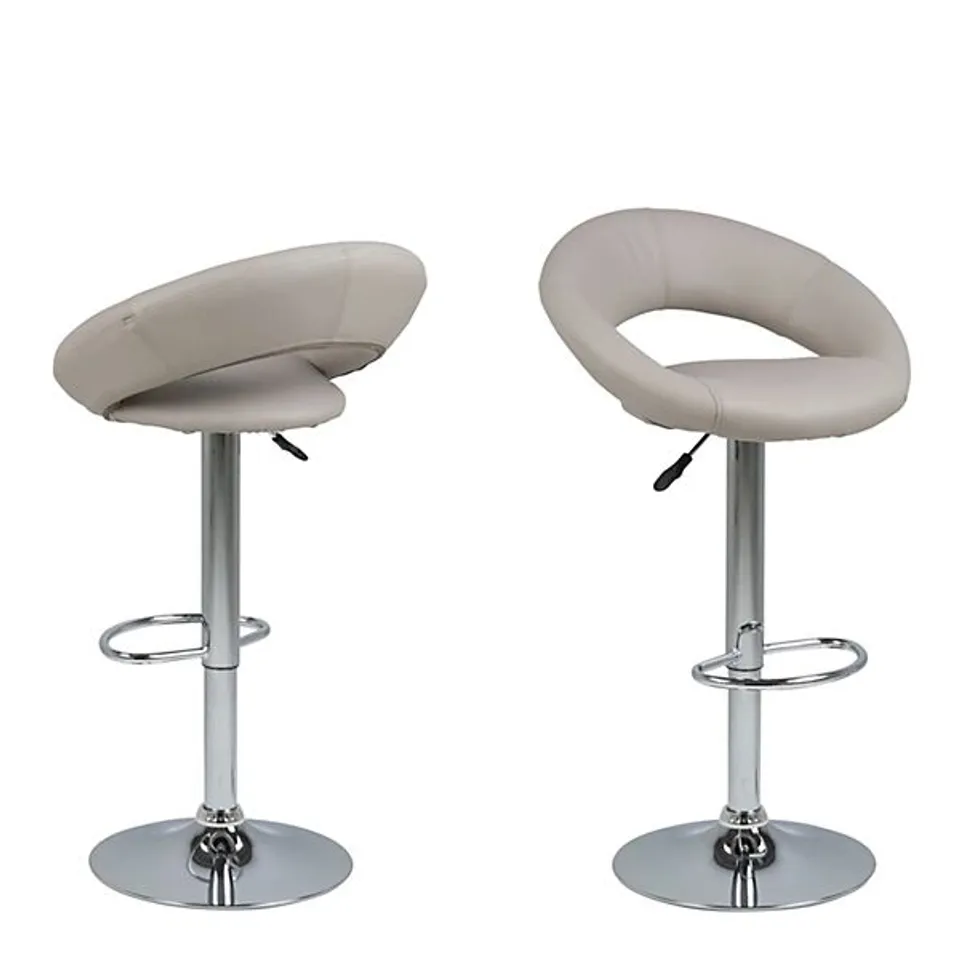 BOXED PLUMP LIGHT GREY SWIVEL BAR STOOL WITH OPEN BACK