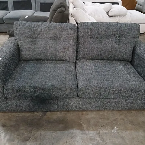 PRENT GREY FABRIC HIGH BACK THREE SEATER SOFA