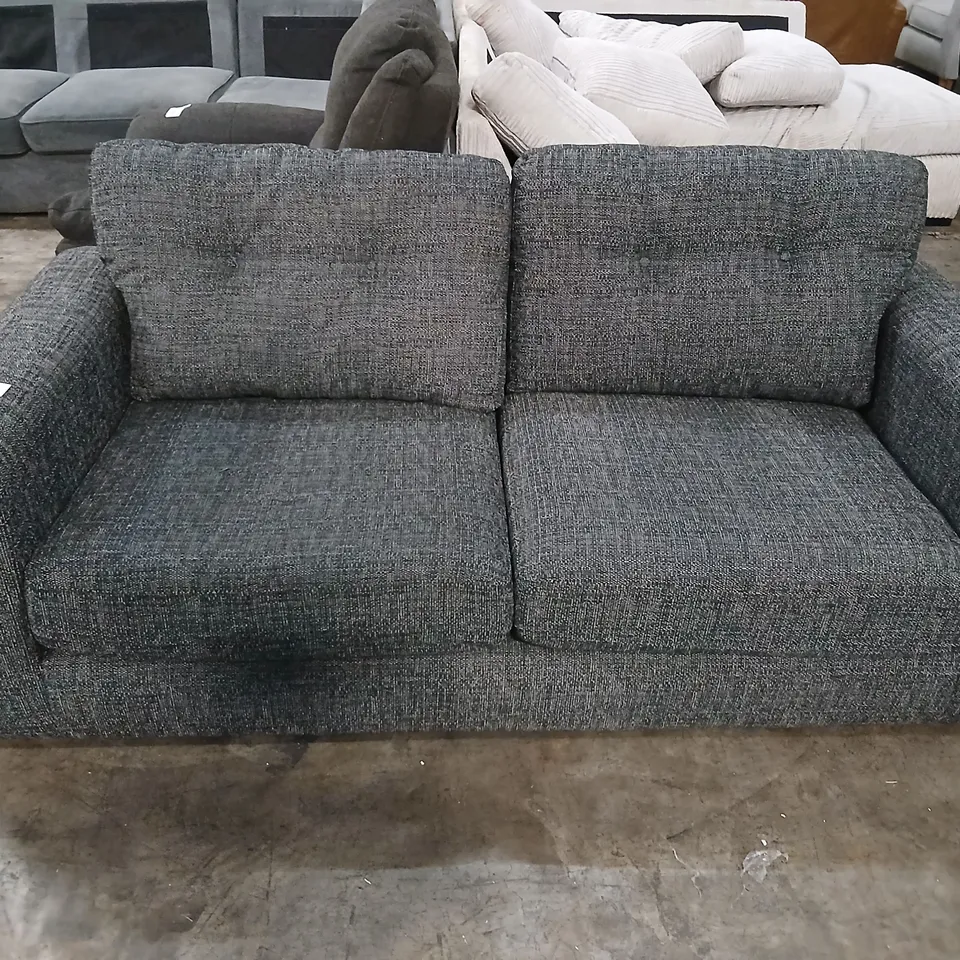 PRENT GREY FABRIC HIGH BACK THREE SEATER SOFA