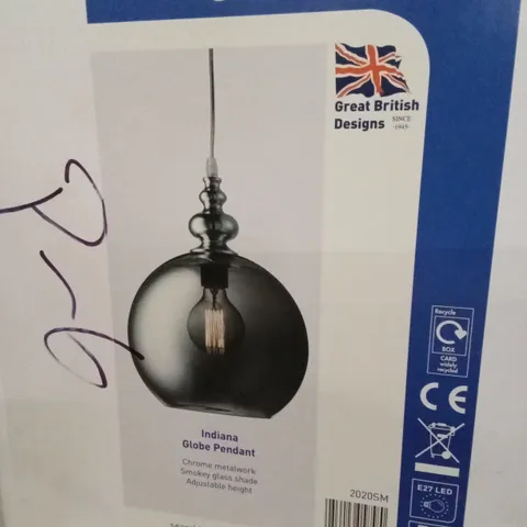 BOXED SEARCHLIGHT INDIANA GLOBE PENDANT 