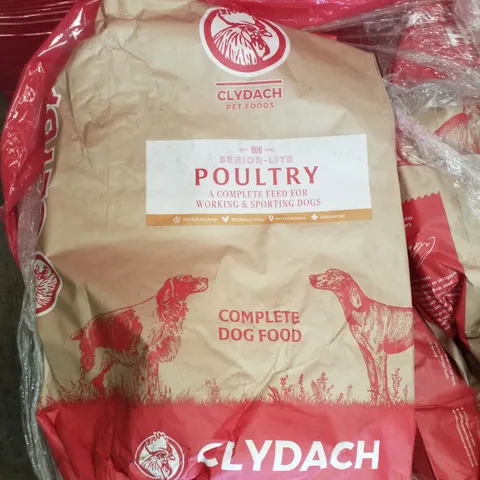 PALLET CONTAINING APPROXIMATELY 16 BAGS OF CLYDACH PET FOODS SENIOR-LITE POULTRY COMPLETE DOG FOOD