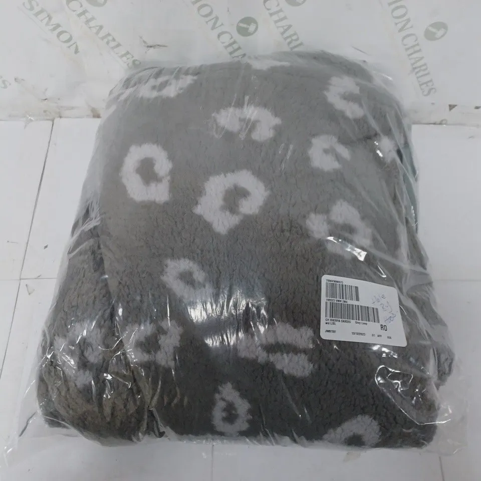 COZEE HOME OVERSIZED HOODED CARDIGAN IN GREY LEOPARD - L/XL