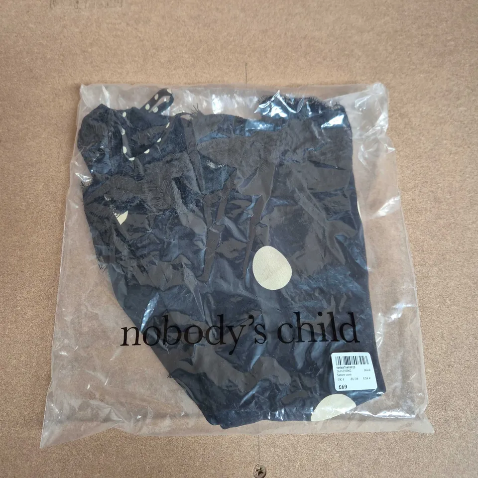 BAGGED NOBODYS CHILD SATURN CAMI IN BLACK - UK 8