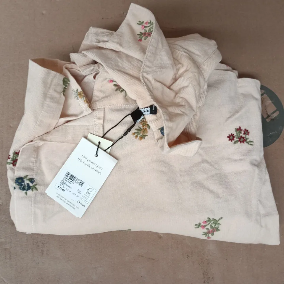 NOBODY'S CHILD DELLA EMBROIDERED SHIRT IN CREAM CORD SIZE UK 14