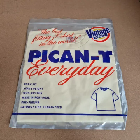 BAGGED PICANTE EVERYDAY BOXY FIT T-SHIRT VINTAGE WASH IN IVORY - LARGE