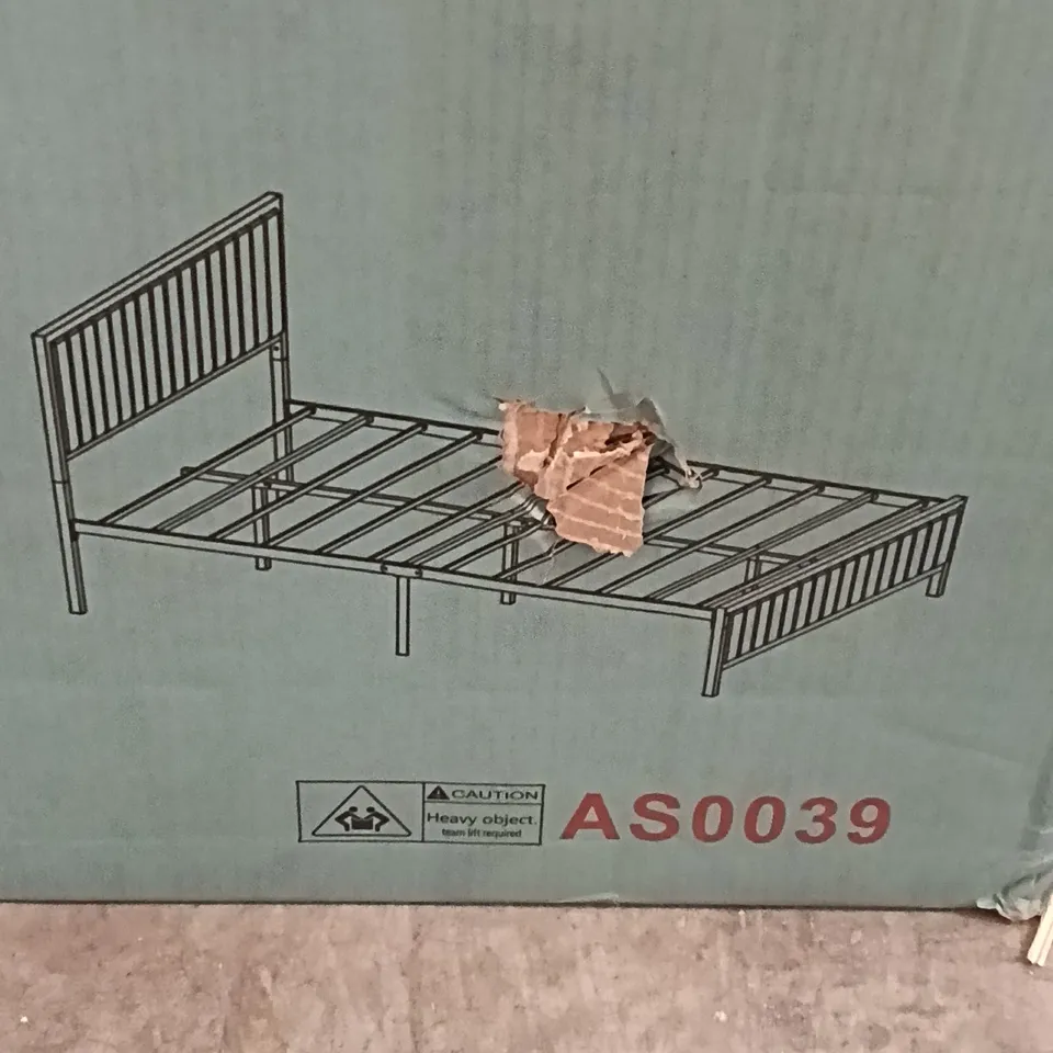 BOXED BED FRAME, GREY METAL FRAME, FULL HEAVY-DUTY METAL FOUNDATION (1 BOX)