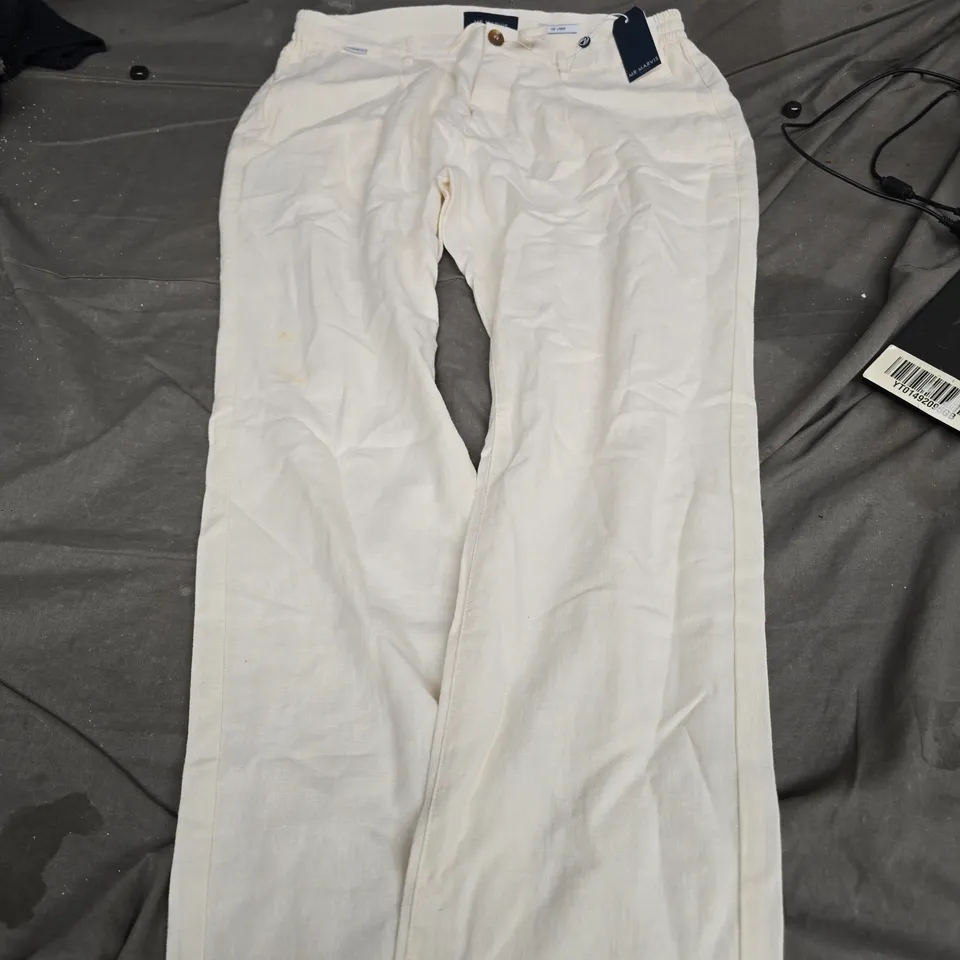 MR MARVIS THE LINENS LINEN TROUSERS – WHITE, SIZE W34 L32