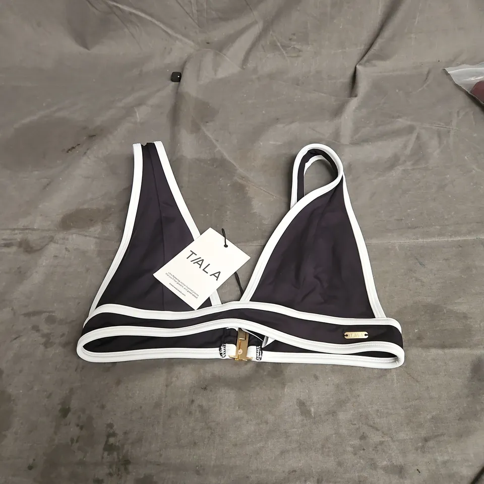 TALA CONTRAST PLUNGE BIKINI TOP IN BLACK/WHITE SIZE S