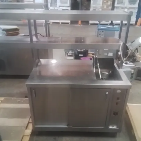 COMMERCIAL STAINLESS STEEL MOBILE HOT CUPBOARD AND FOOD SERVING UNIT