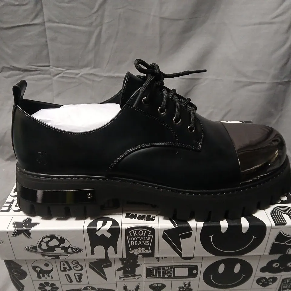 BOXED KOI SHELOB MENS METAL TOE CAP SHOES IN BLACK - UK 11