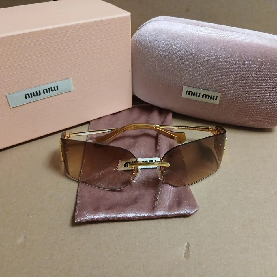 MIU MIU SUNGLASSES – BROWN GRADIENT LENSES, GOLD-TONE FRAME