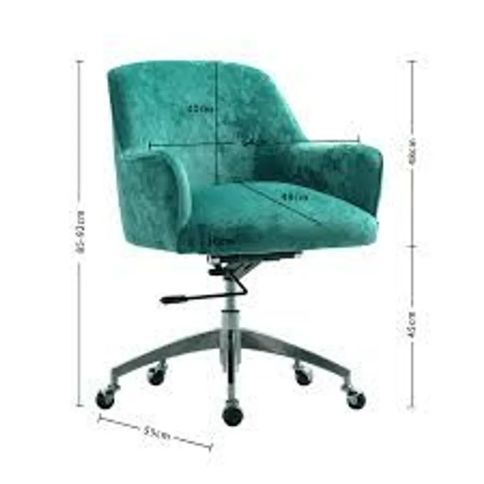 BOXED LIVING AND HOME VELVET UPHOLSTERED WHEELED SWIVEL OFFICE CHAIR, GREEN