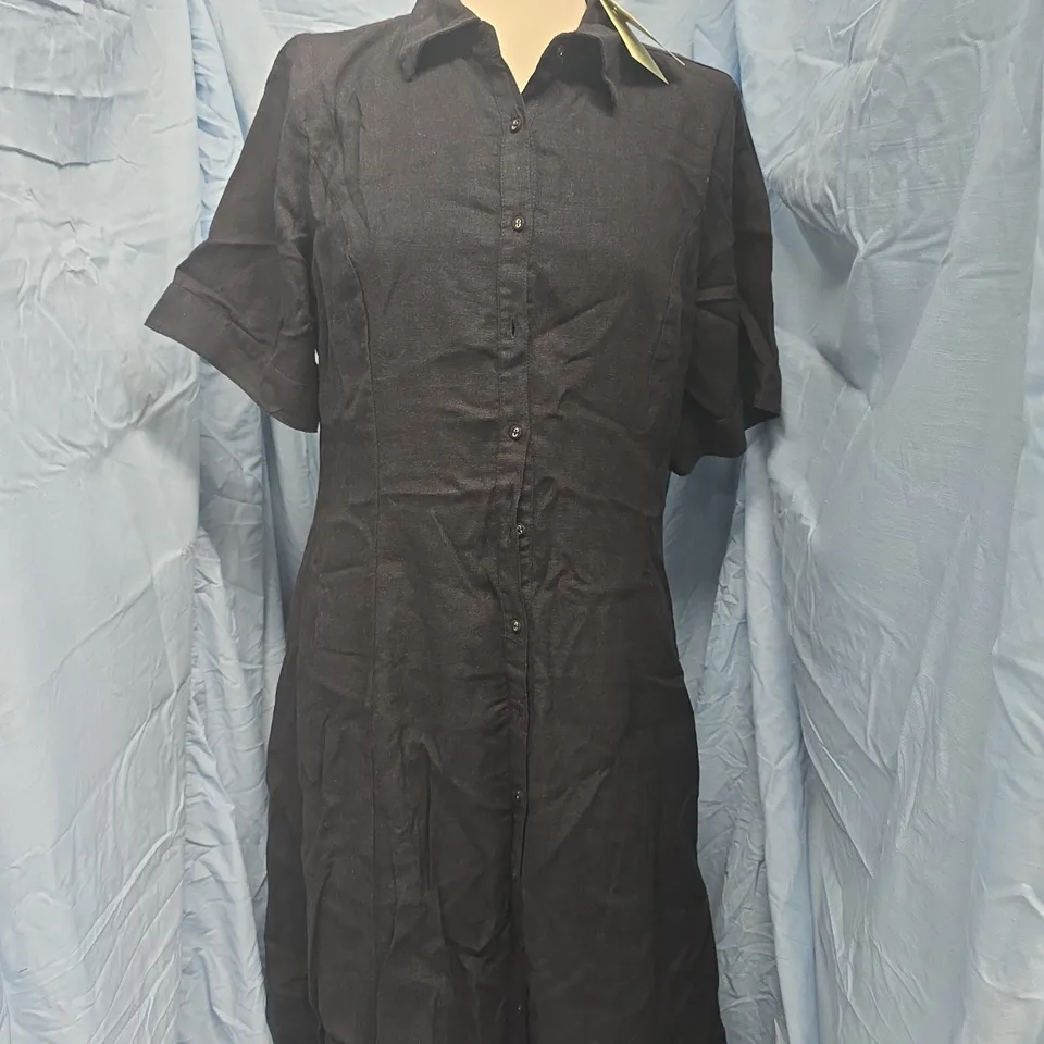 NOBODY'S CHILD DILLON SHIRT DRESS IN BLACK SIZE UK 14