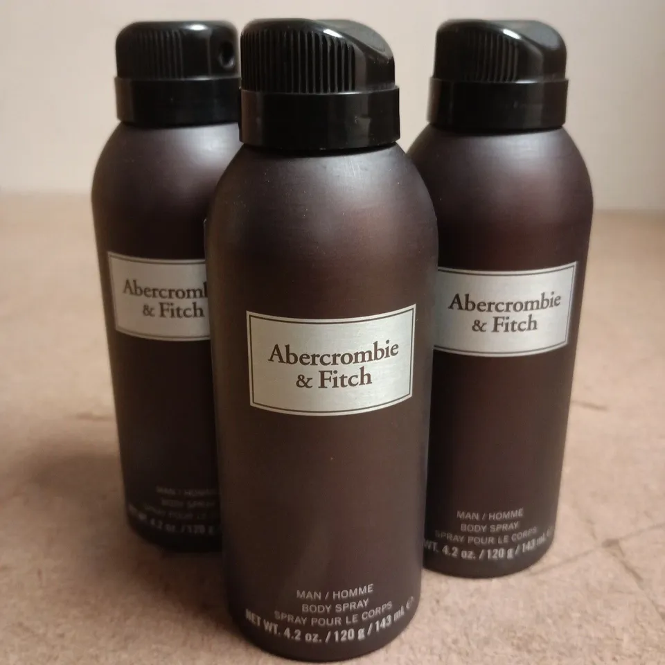 APPROXIMATELY 30 ABERCROMBIE & FITCH MAN BODY SPRAY 120ML