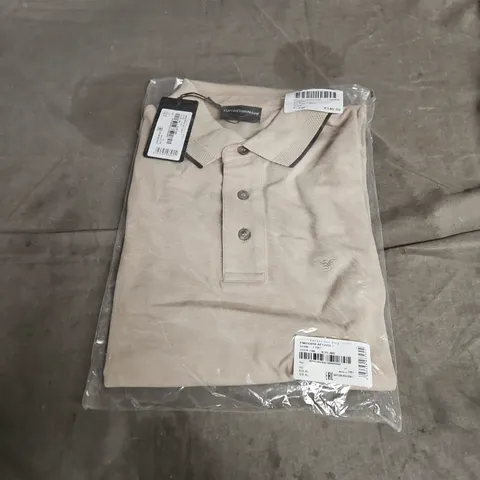 EMPORIO ARMANI SHORT SLEEVE POLO TSHIRT IN BEIGE SIZE XL