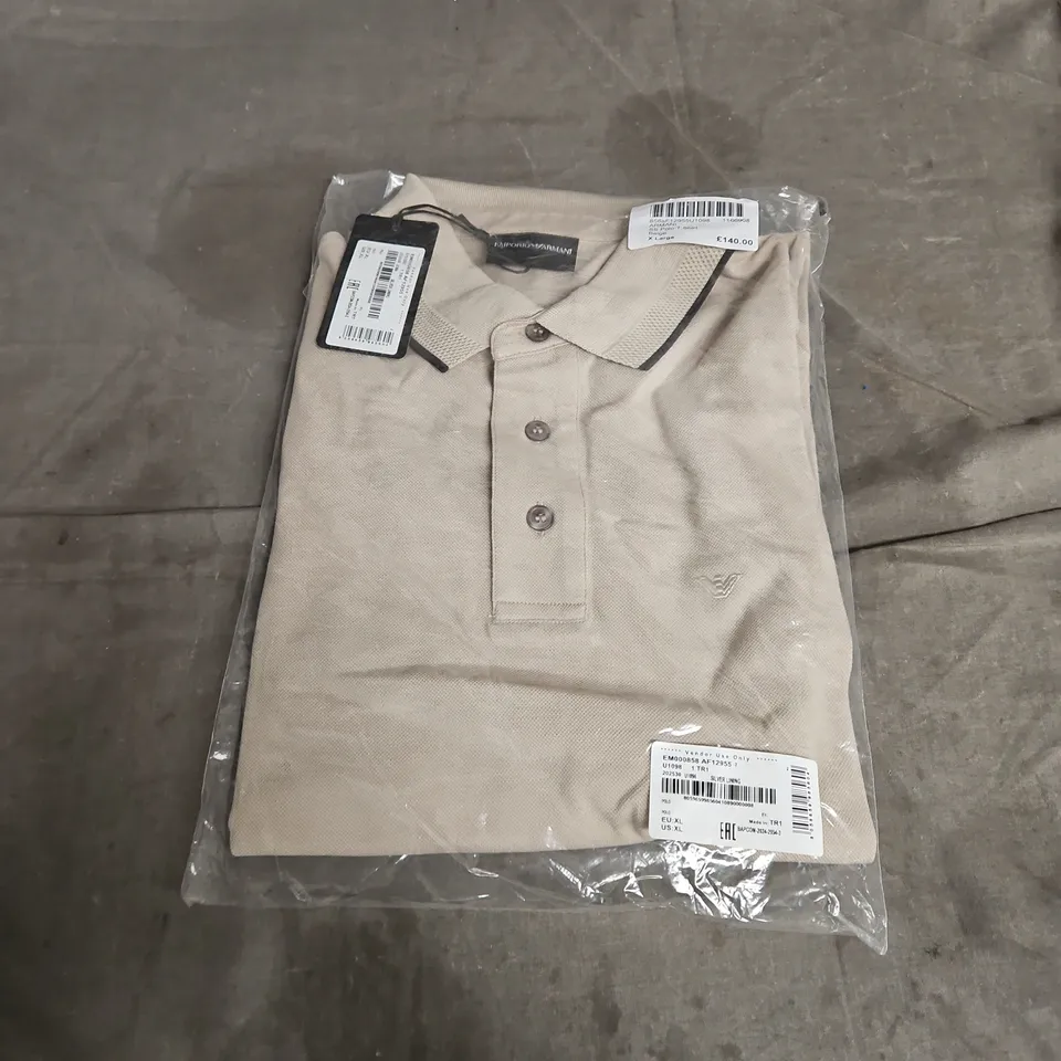 EMPORIO ARMANI SHORT SLEEVE POLO TSHIRT IN BEIGE SIZE XL