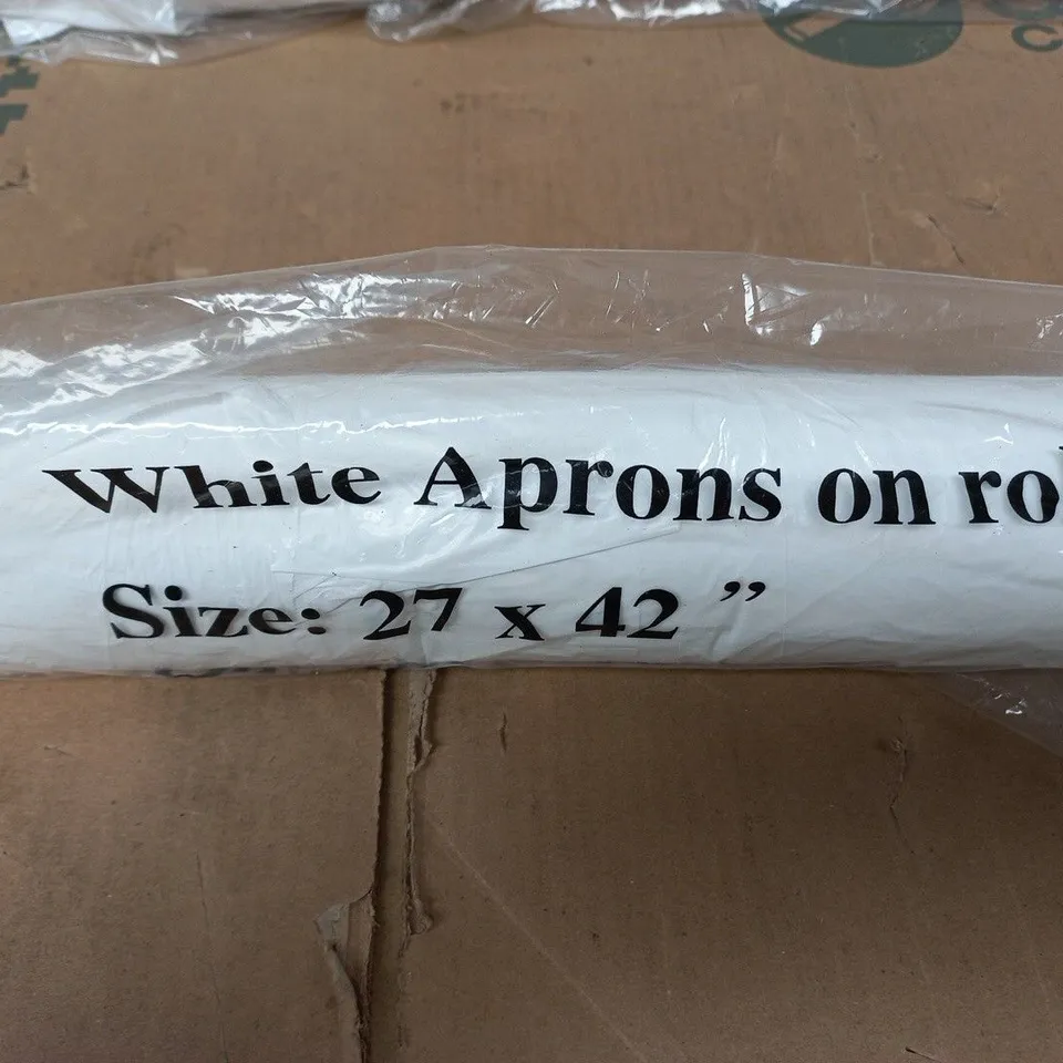 10 X SET OF 100 WHITE APRONS ON ROLL 27 X 42" 