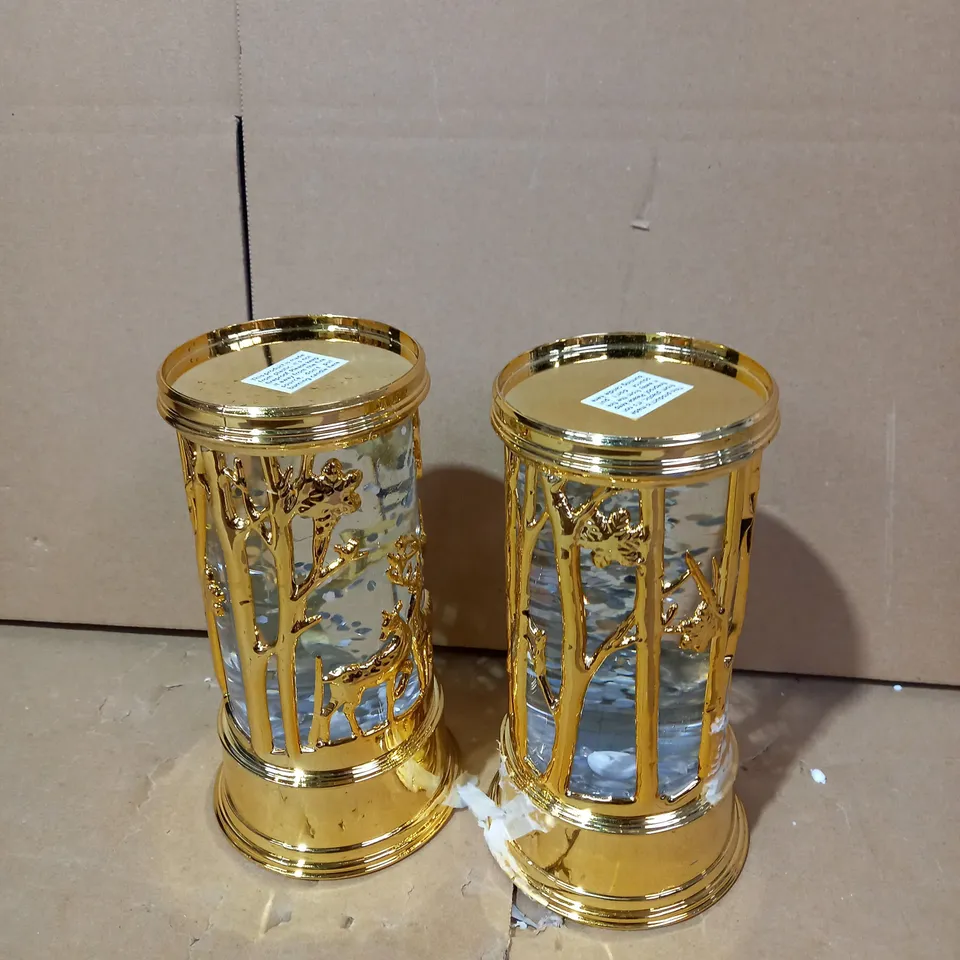 HOME REFLECTIONS SET OF 2 PRELIT SWIRLING GLITTER SCENIC PILLARS