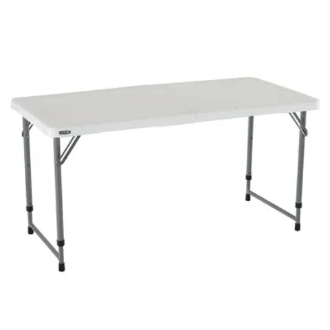 BOXED LIFETIME 4-FOOT ADJUSTABLE FOLD-IN-HALF TABLE