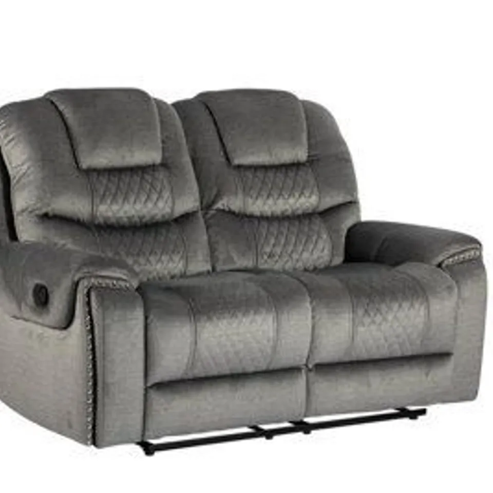 BOXED RAVENNA 2 SEATER RECLINER SOFA - CHENILLE GREY