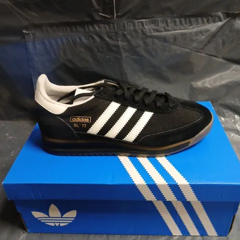 ADIDAS SL-72 SNEAKERS – BLACK WITH WHITE STRIPES UK 9