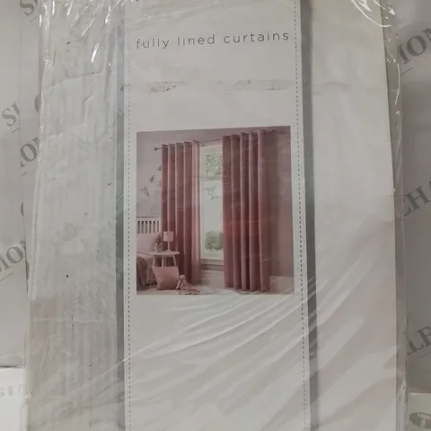 BAGGED FUSION FULLY LINED EYELET CURTAINS 117 X 183CM -PINK-