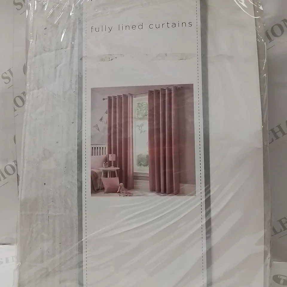 BAGGED FUSION FULLY LINED EYELET CURTAINS 117 X 183CM -PINK-