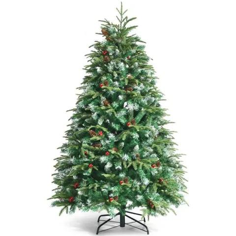 BOXED COSTWAY 5/6 FEET ARTIFICIAL CHRISTMAS TREE WITH LED LIGHTS AND TIPS-6 FT