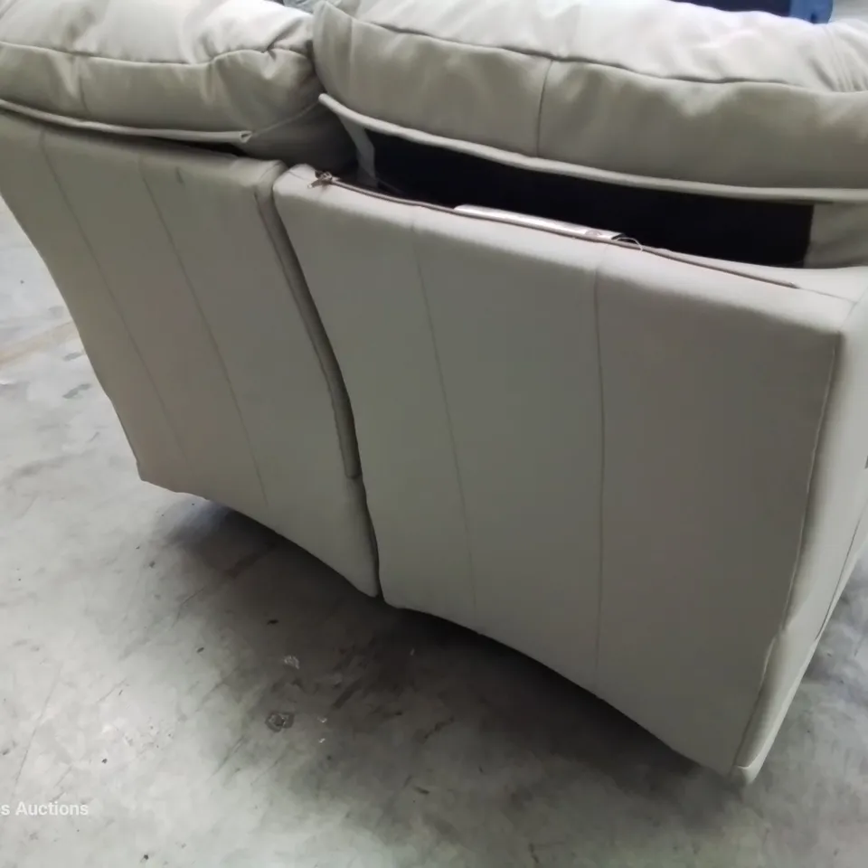 QUALITY BRITISH DESIGNER & MANUFACTURED G PLAN MALVERN POWER RECLINING TWO SEATER SOFA OXFORD PUTTY LEATHER 