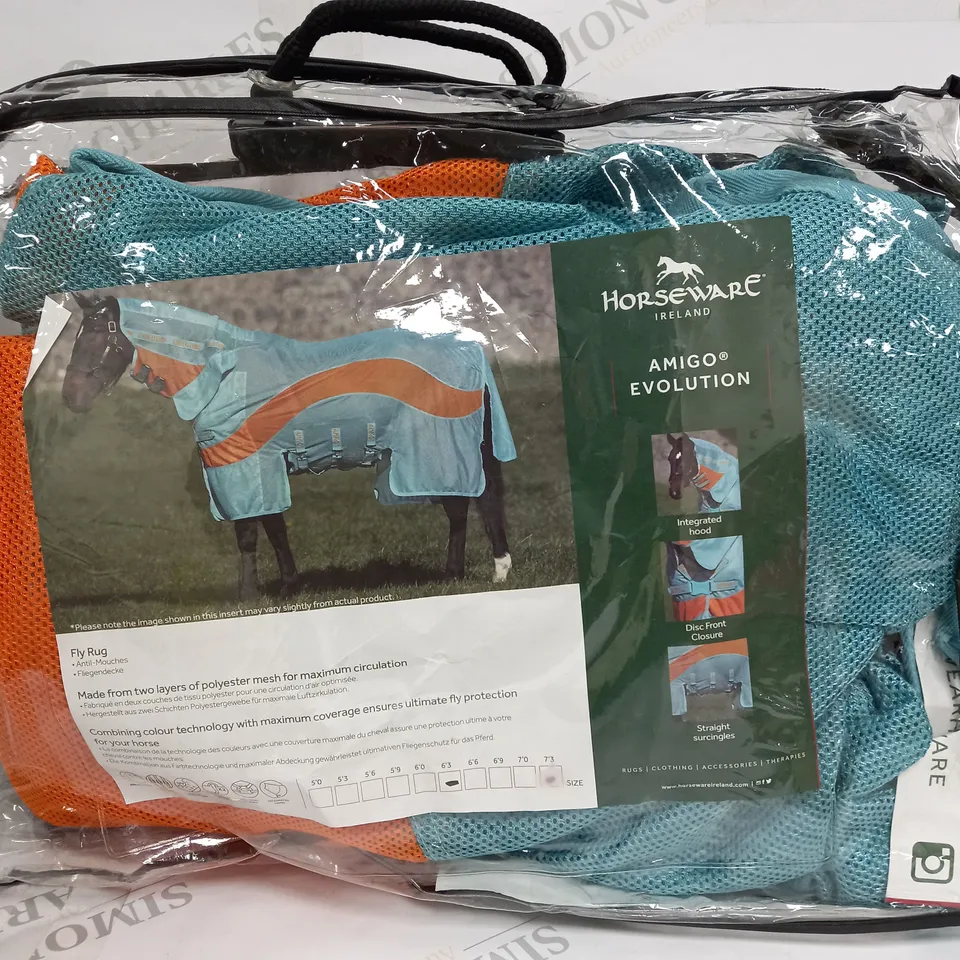 HORSEWARE AMIGO VAMOOSE EVOLUTION FLY RUG - AQUA/ORANGE/AQUA
