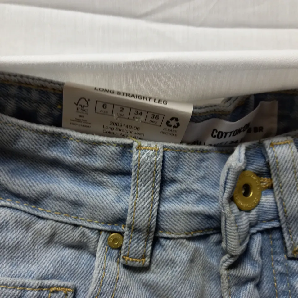BOX OF APPROX 9 BRAND NEW COTTON:ON LONG STRAIGHT JEAN - ADDIS BLUE SIZE AUS 6