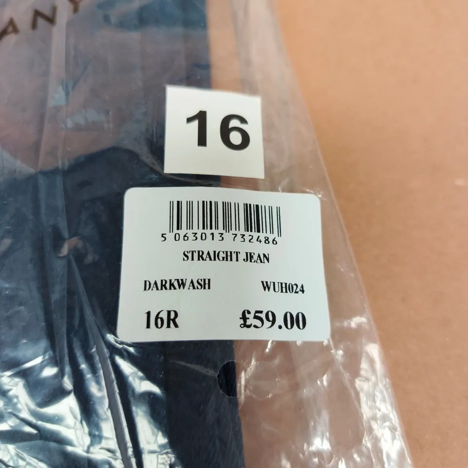 CREW CLOTHING COMPANY STRAIGHT JEANS – DARKWASH, UK 16R (MEN'S)