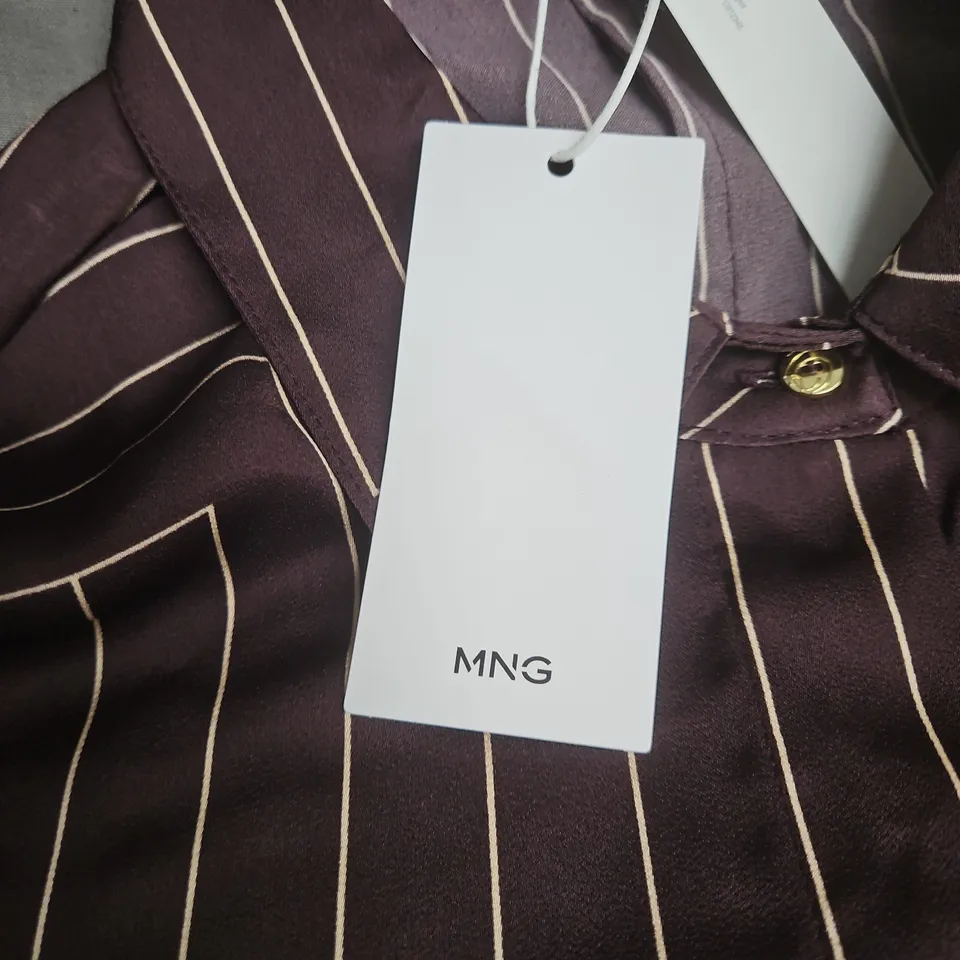 MANGO MNG WOMAN STRIPED SHIRT DRESS – PURPLE/BROWN SIZE 10