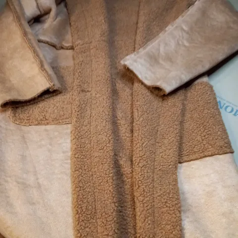 APRICOT AVIATOR SOFT TRIM SUEDETTE COAT - S/M