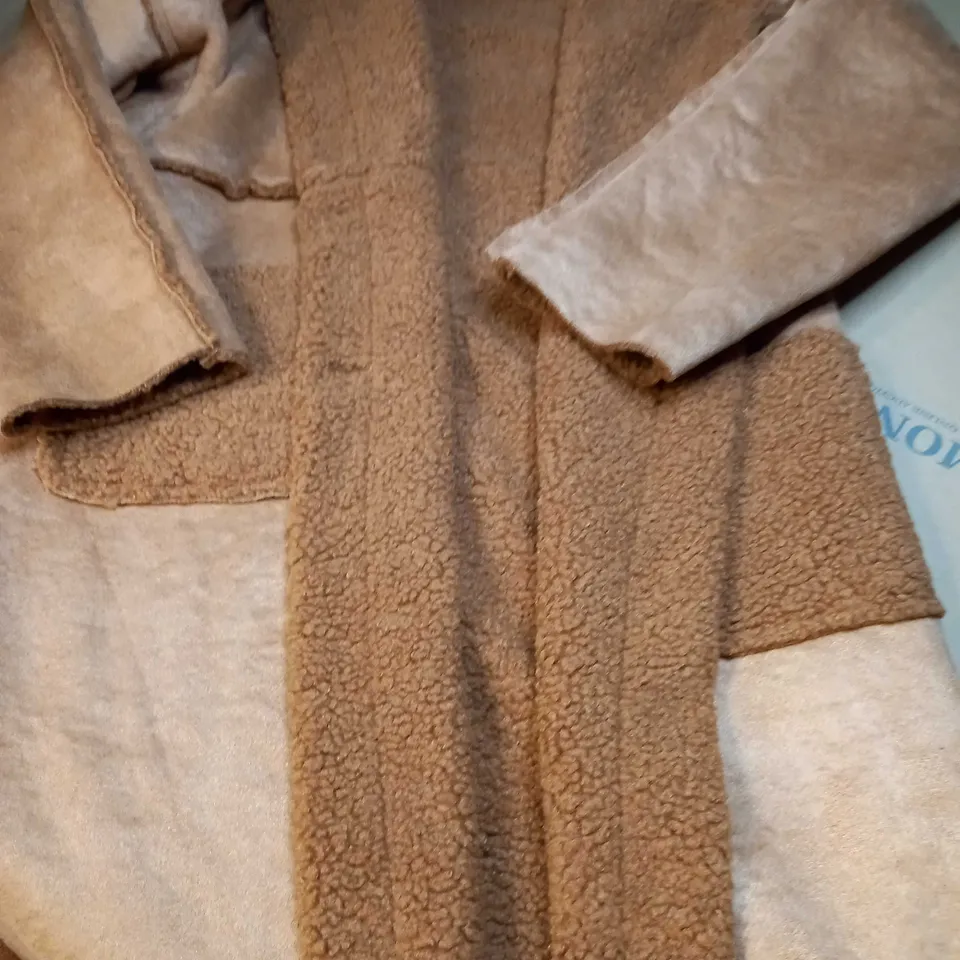 APRICOT AVIATOR SOFT TRIM SUEDETTE COAT - S/M