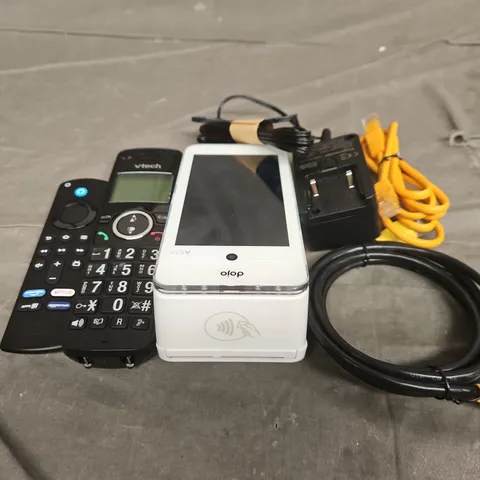 TOTE OF ASSORTED ELECTRICAL ITEM TO INCLUDE ASSORTED CABLES, HOME PHONES AND REMOTE CONTROLS
