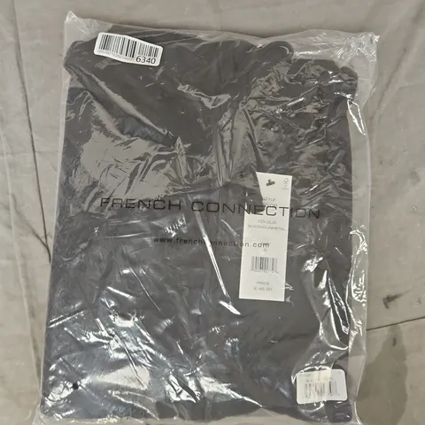 BAGGED FRENCH CONNECTION HOODIE IN BLACK/GUNMETAL SIZE SMALL
