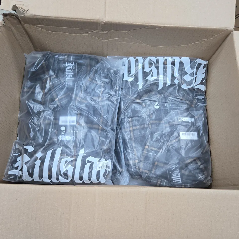 LOT OF APPROXIMATELY 12 BRAND NEW KILLSTAR BURNING LIGHT SHIRTS IN BLACK/GREY - VARIOUS SIZES