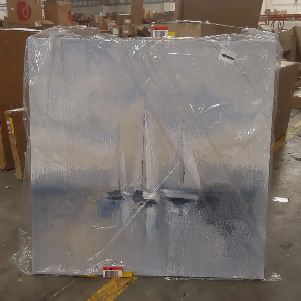 BAGGED MORNING SAIL I BLUE BY SILVIA VASSILEVA - WRAPPED CANVAS PAINTING