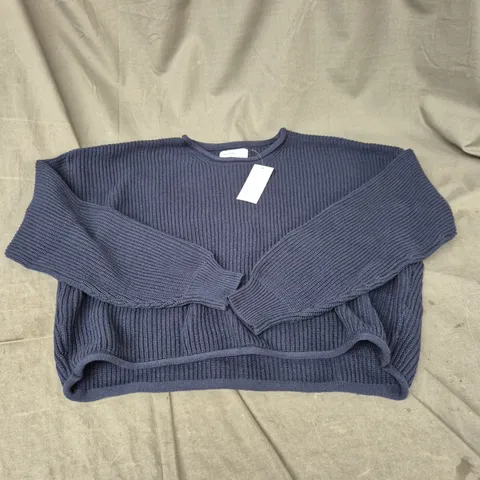 HOLLISTER NAVY KNIT SWEATER – UK XS