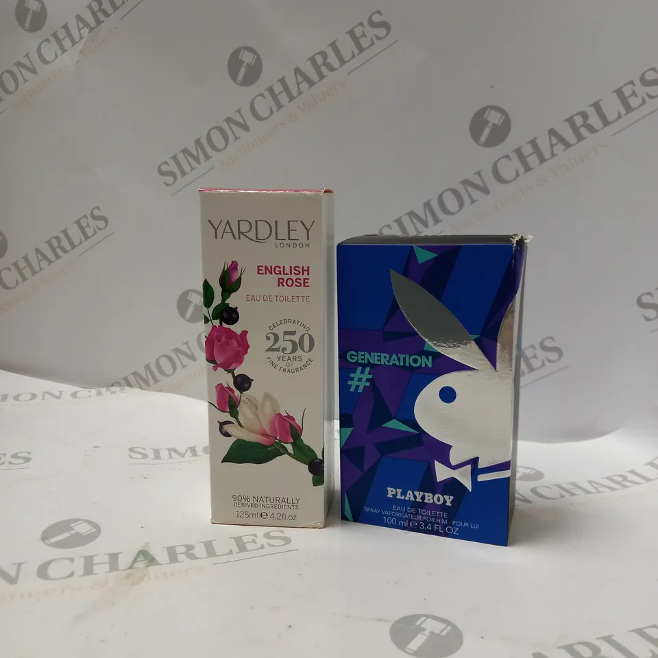 BOX OF PLAYBOY EAU DE TOILETTE AND YARDLEY ENGLISH ROSE EAU DE TOILETTE