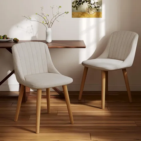 BOXED DINING CHAIRS (SET OF 2) - BEIGE (1 BOX)