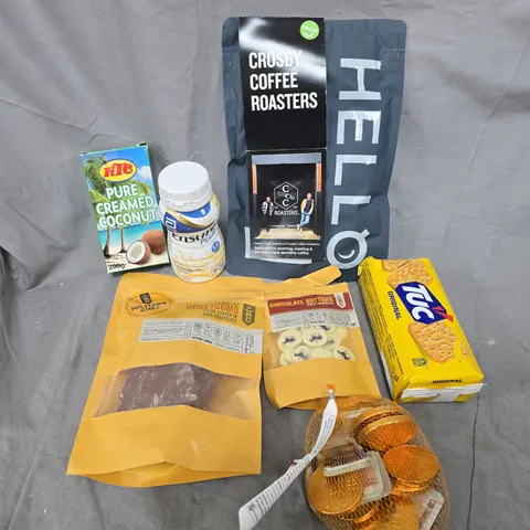 APPROXIMATELY 20 ASSORTED FOOD/DRINK PRODUCTS TO INCLUDE CROSBY COFFEE, CREAMED COCONUT, TUC CRACKERS ETC 