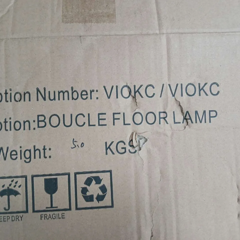 BOUCLE FLOOR LAMP WITH TEXTURED SHADE