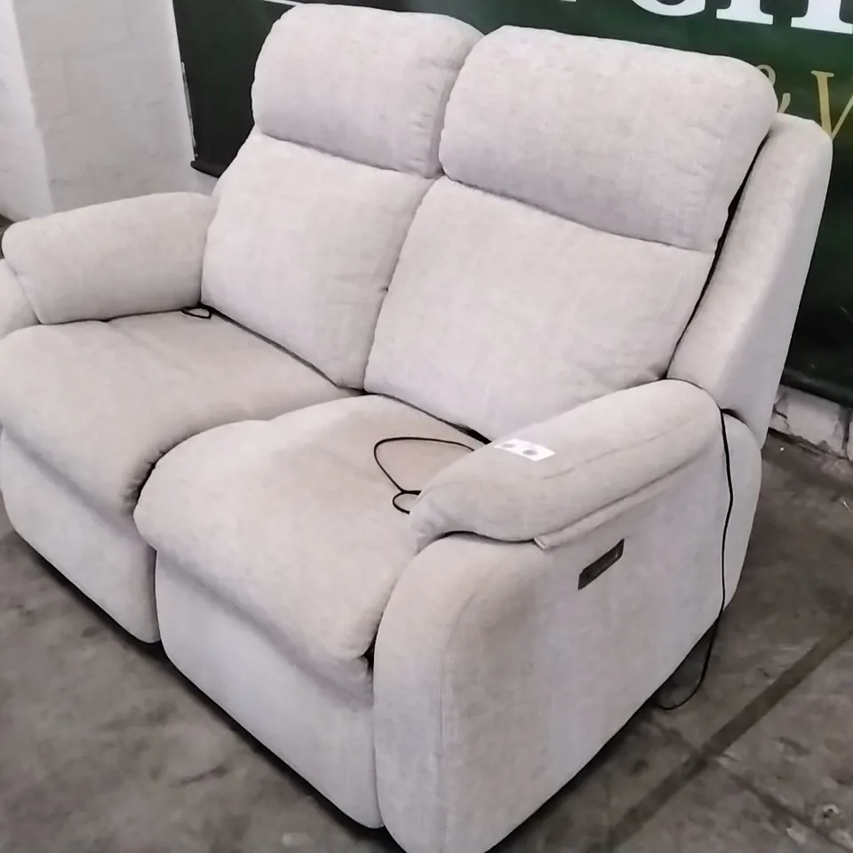 QUALITY BRITISH DESIGNED & MANUFACTURED G PLAN KINGSBURY 2 SEATER POWER RECLINER SOFA LOXWOOD SAGE FABRIC