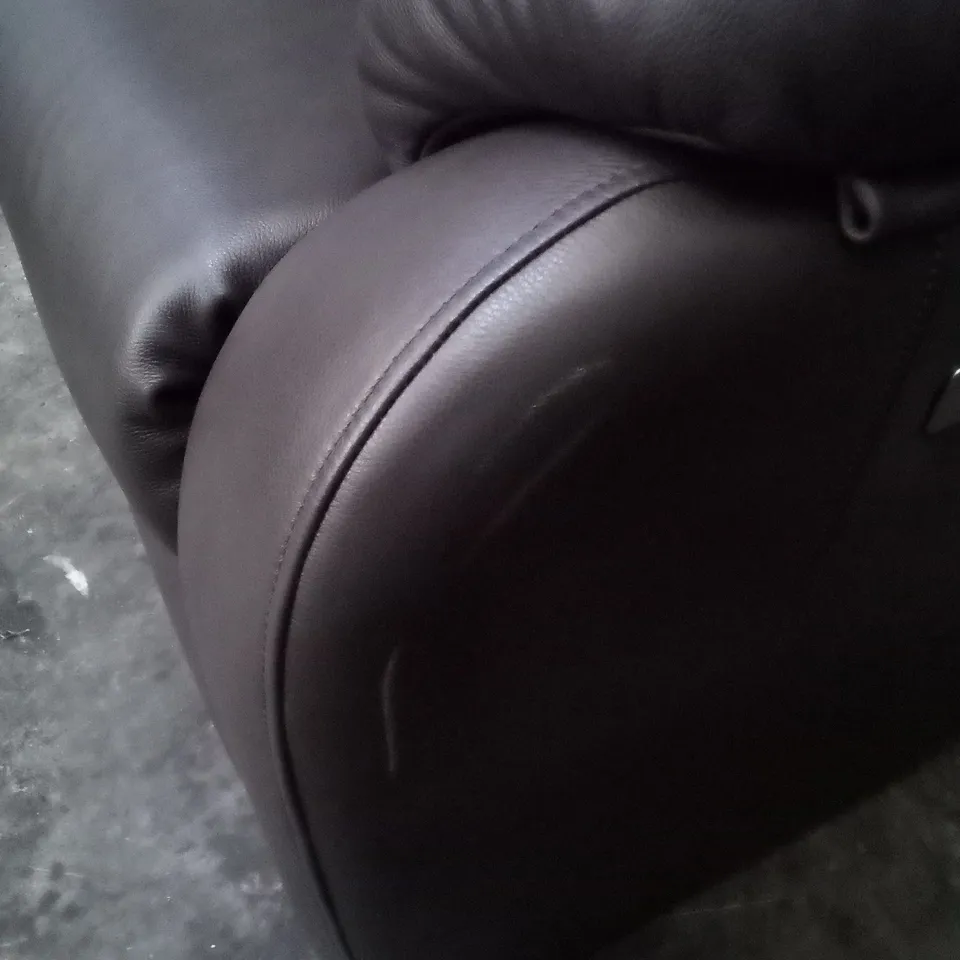 DESIGNER G PLAN MADE KINGSBURY CAPRI CHOCOLATE LEATHER ELECTRIC RECLINING THREE SEATER SOFA, ELECTRIC RECLINING ARM CHAIR AND FIXED ARMCHAIR